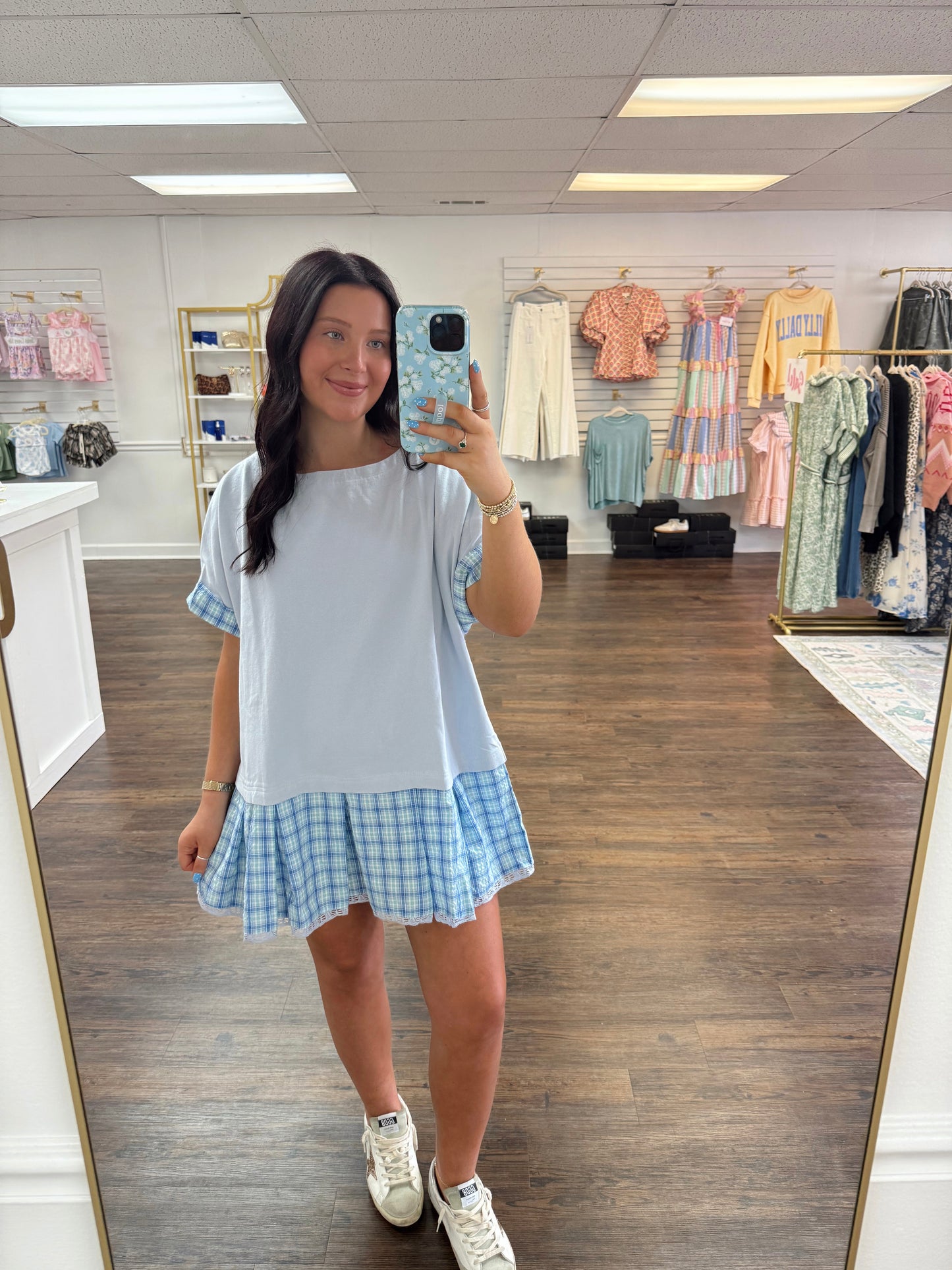 Plaid Tunic Mini Dress