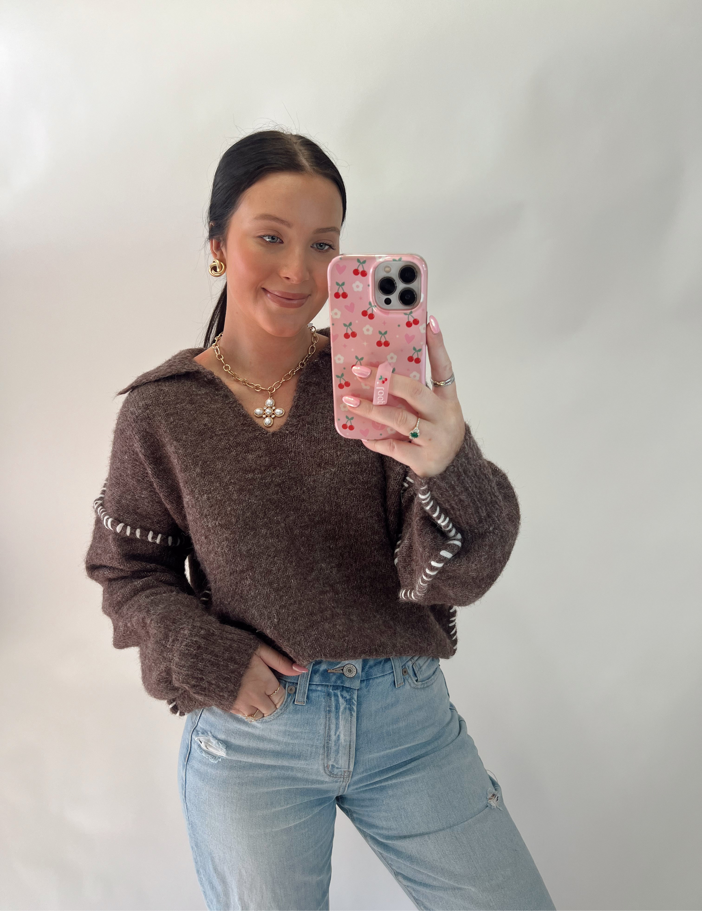 Mocha Contrast Sweater