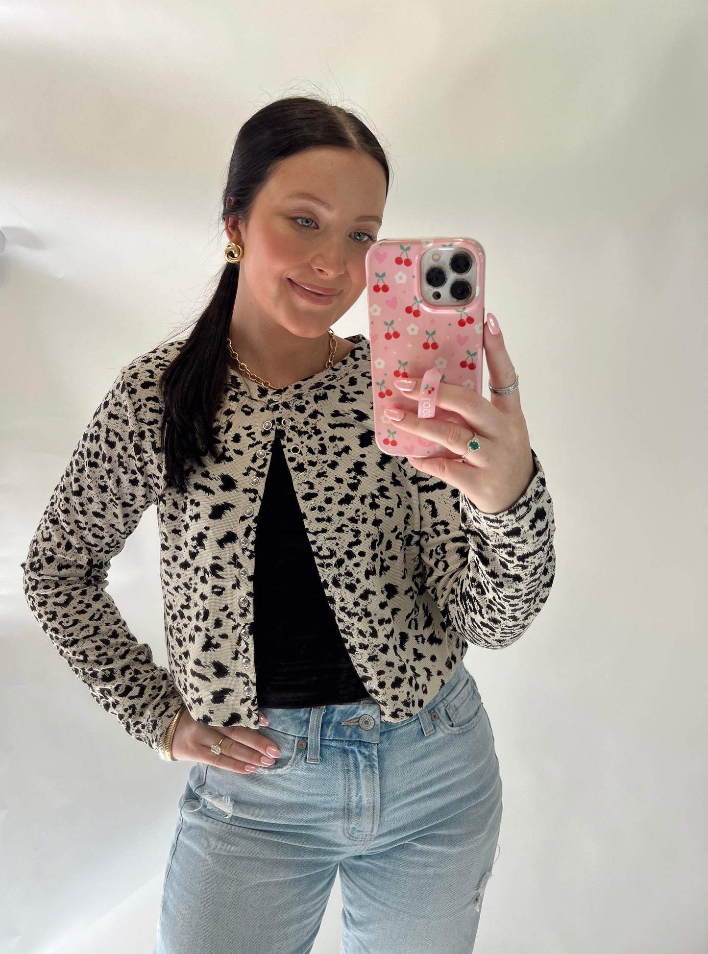 The Cheetah Button Top