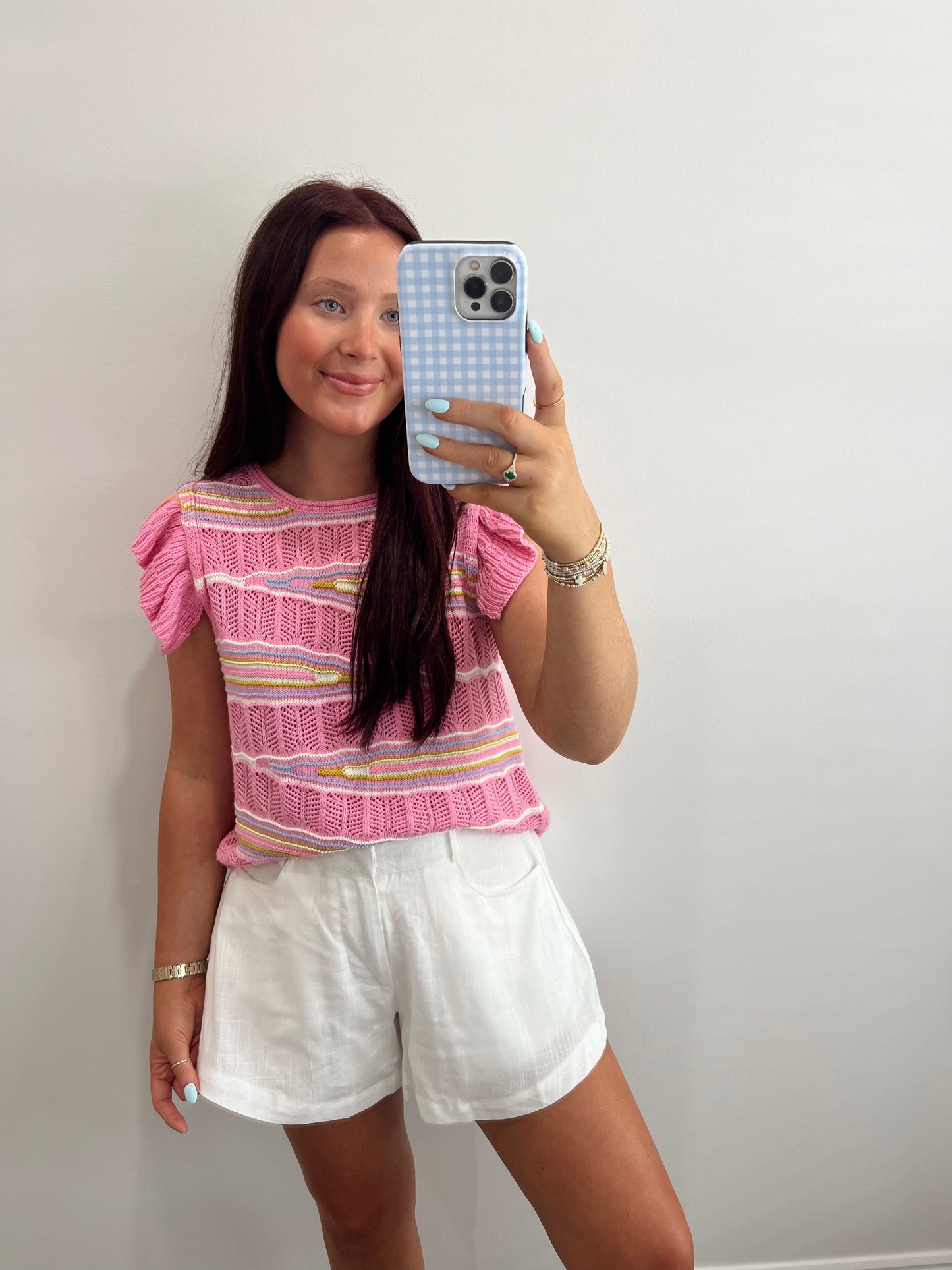 Pink Ruffle Sweater Top