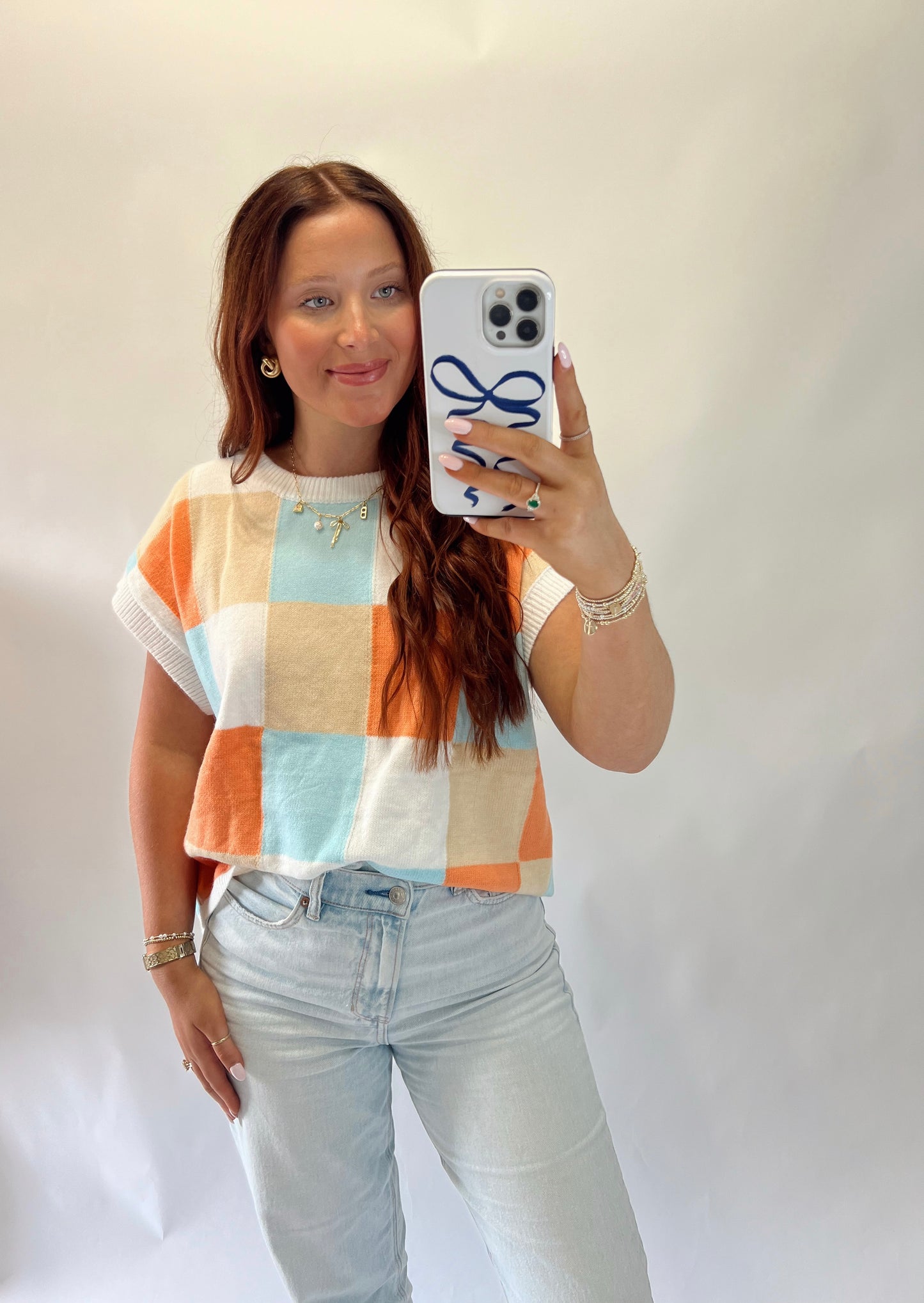 Multi Colored Checkered Top