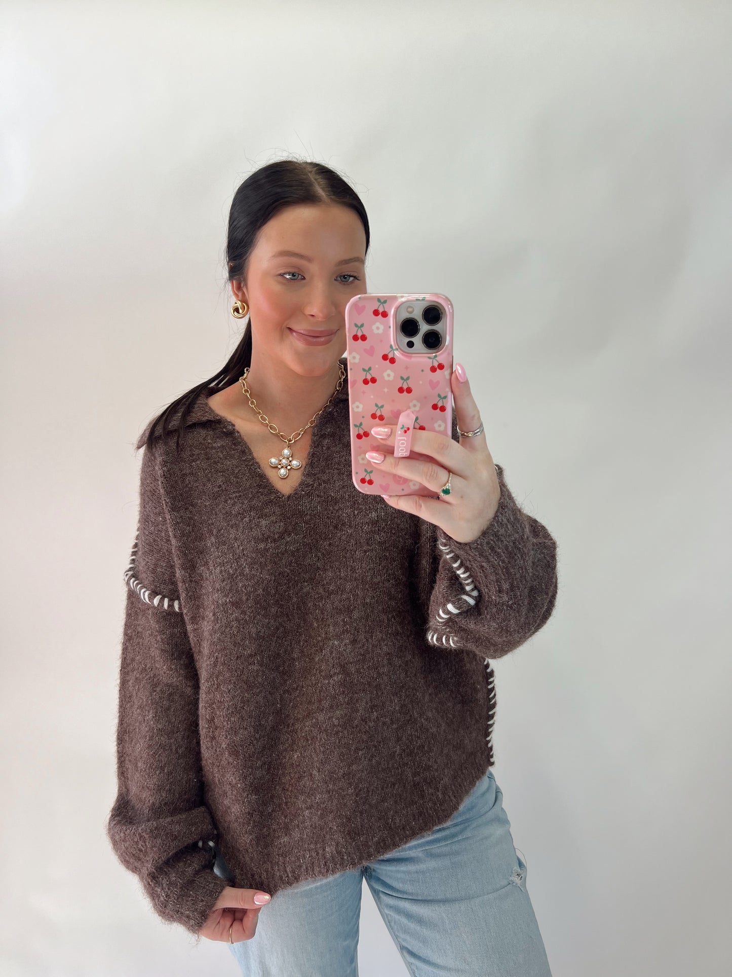 Mocha Contrast Sweater