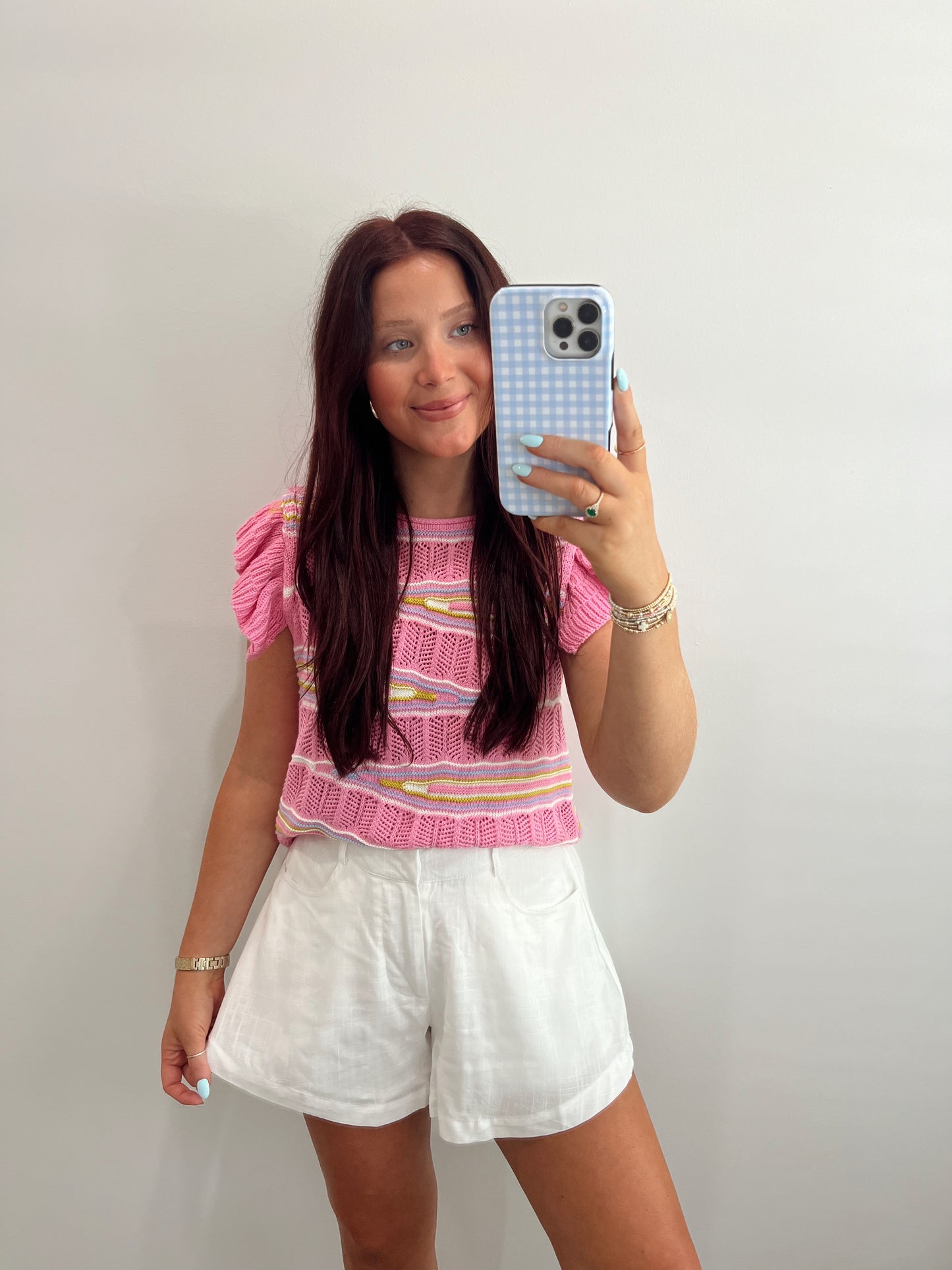 Pink Ruffle Sweater Top