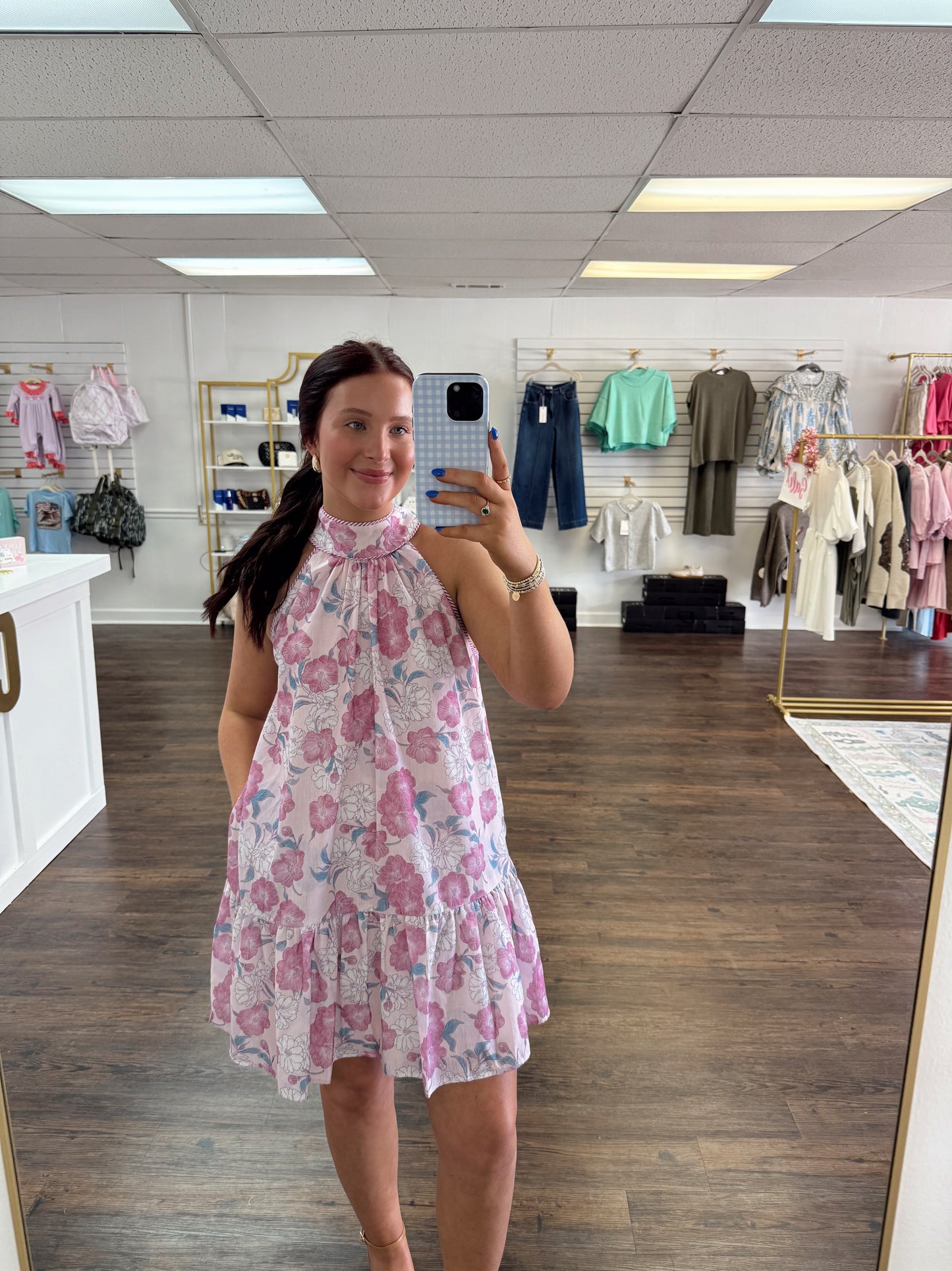 Pink Halter Mini Dress