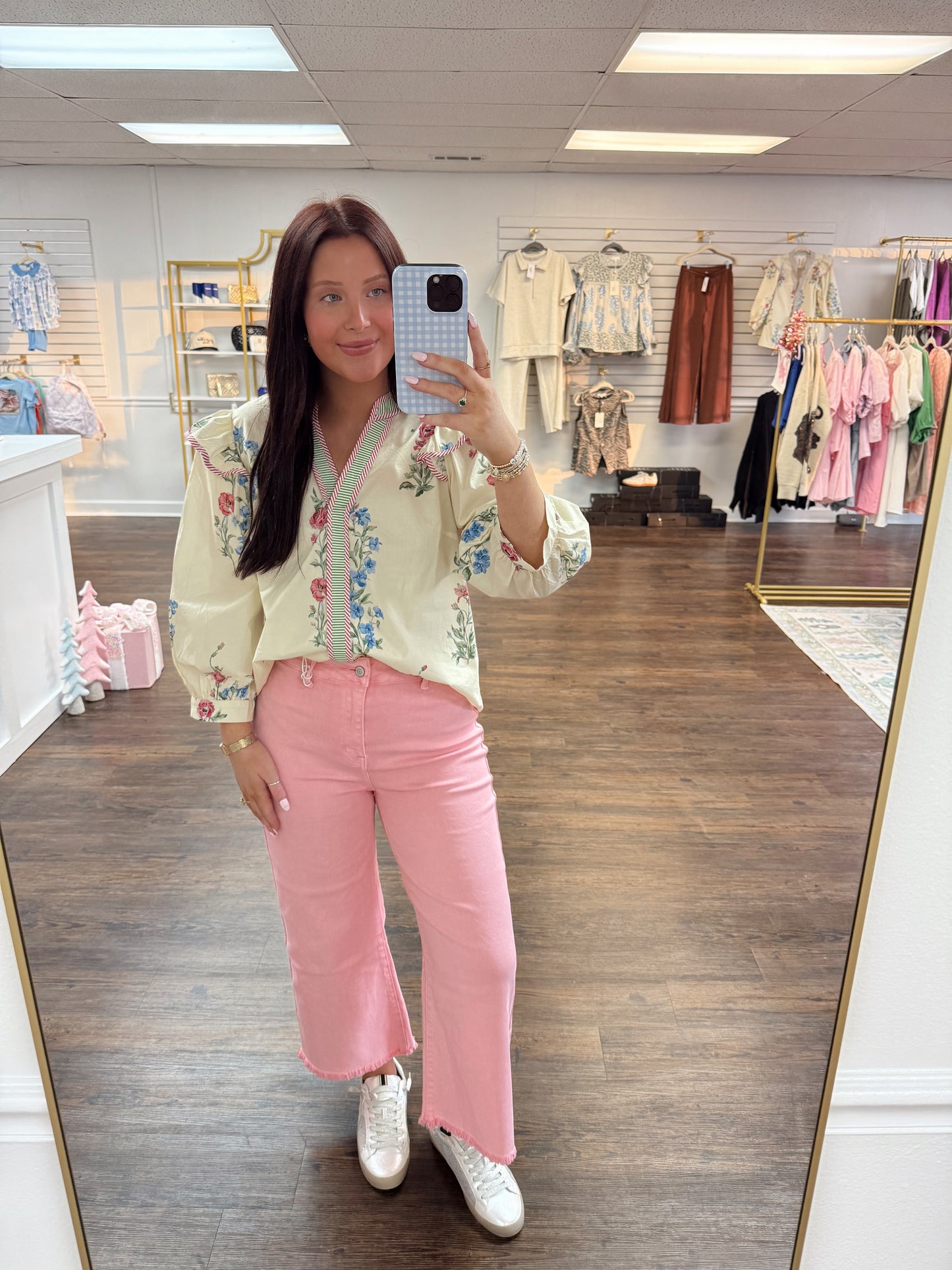 High Rise Straight Pants | Pink