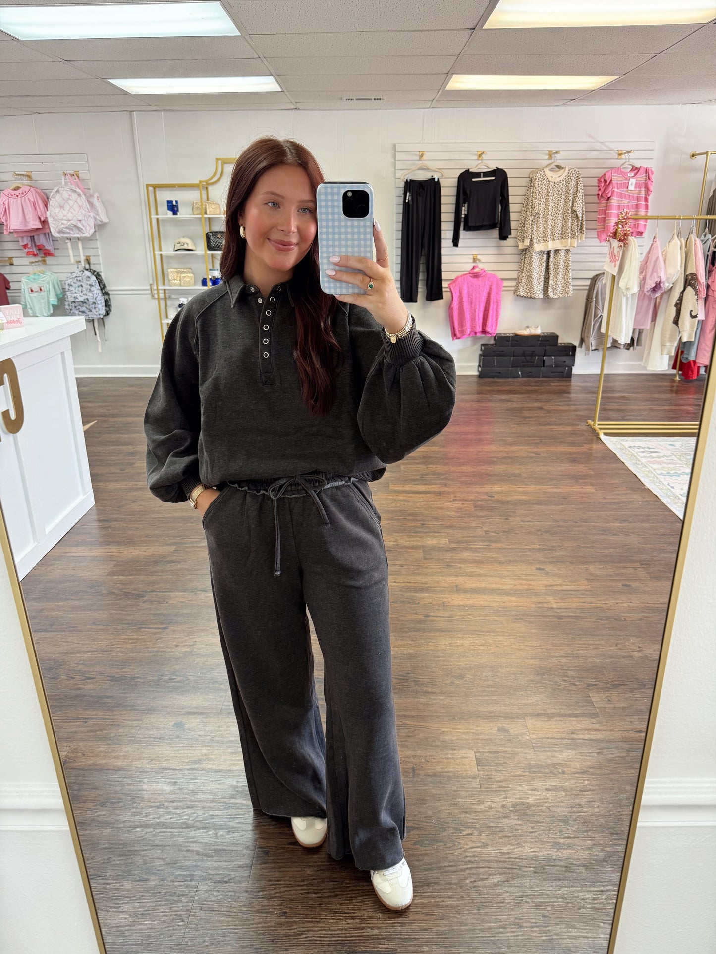 The Button Up Pullover | Ash Black