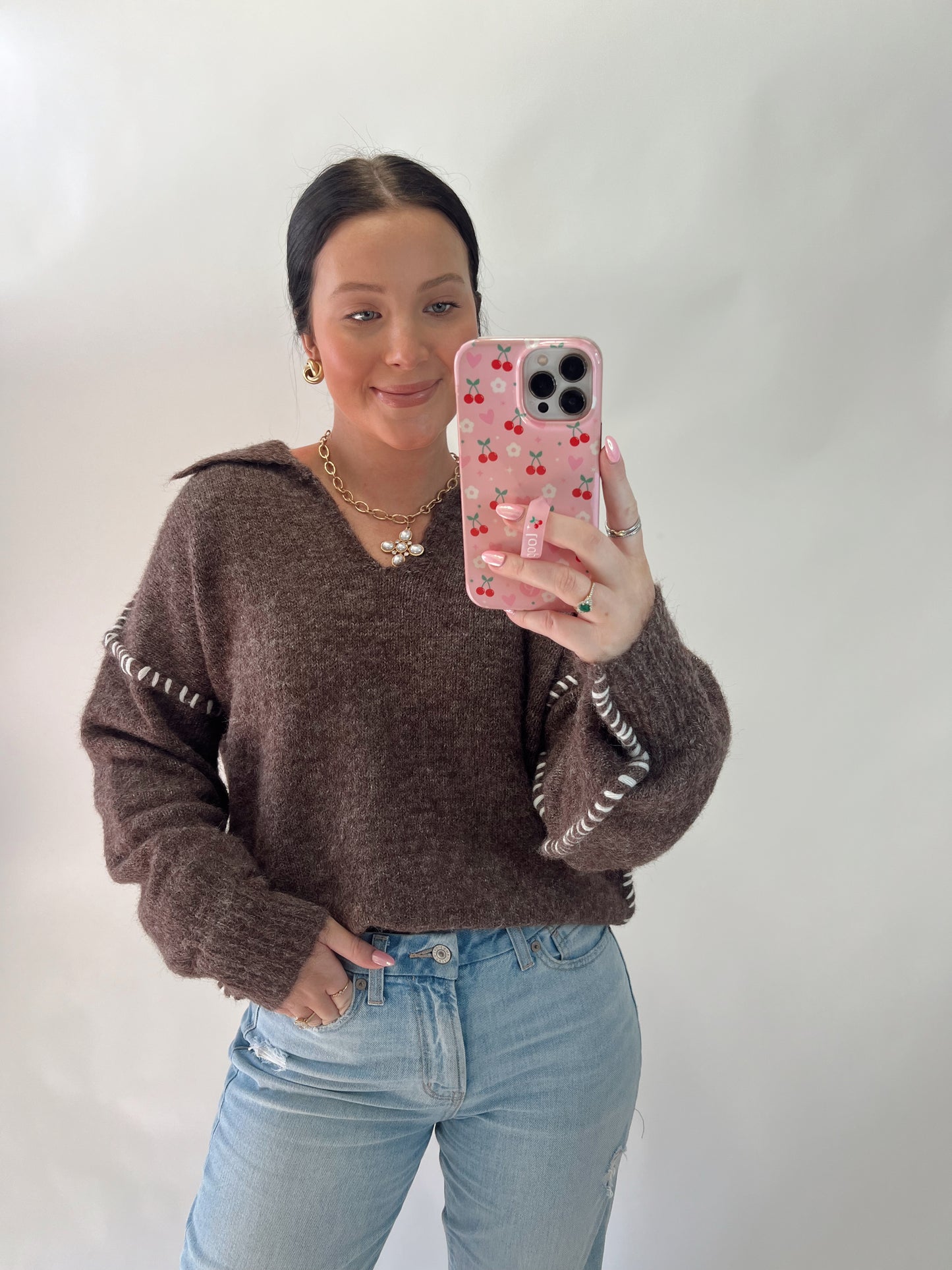 Mocha Contrast Sweater