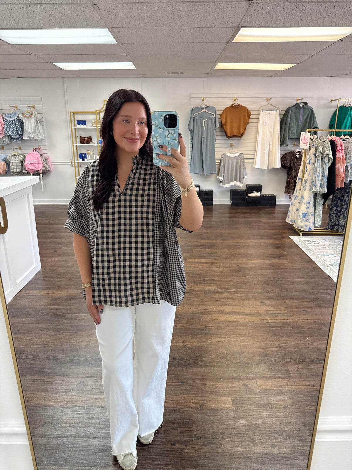Gingham Ruffle Blouse