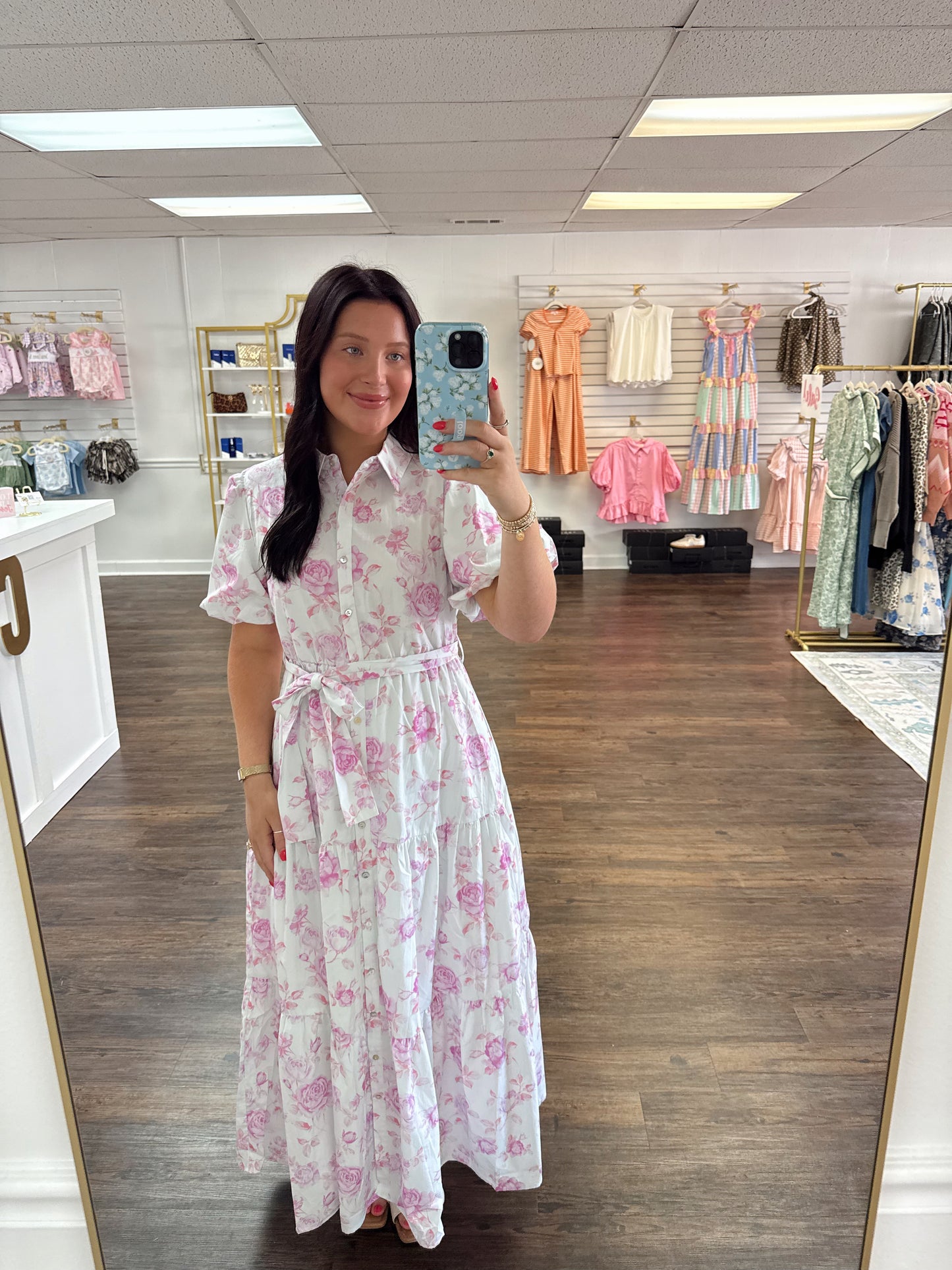 Pink Flower Maxi Dress
