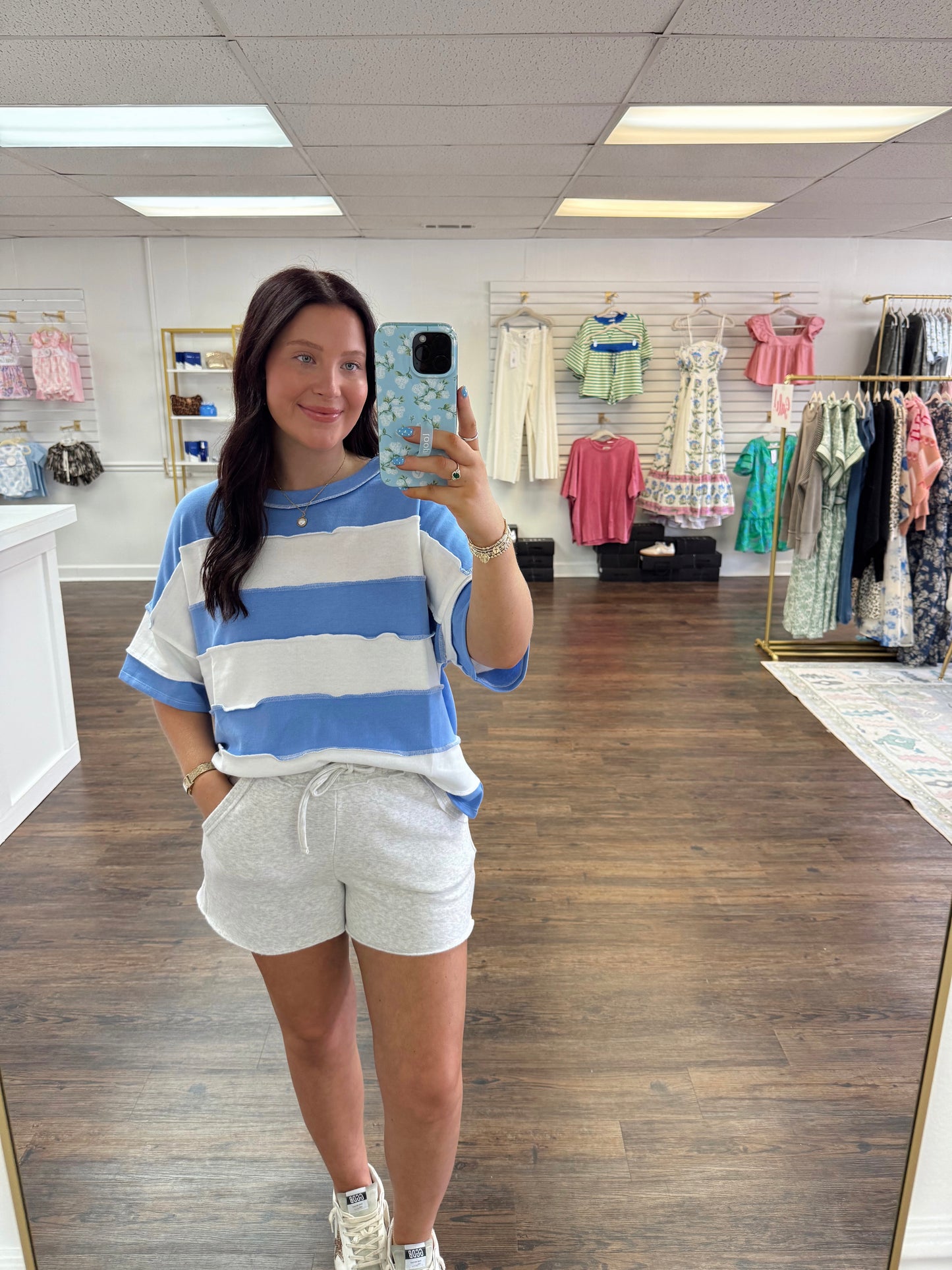 French Terry Striped Top