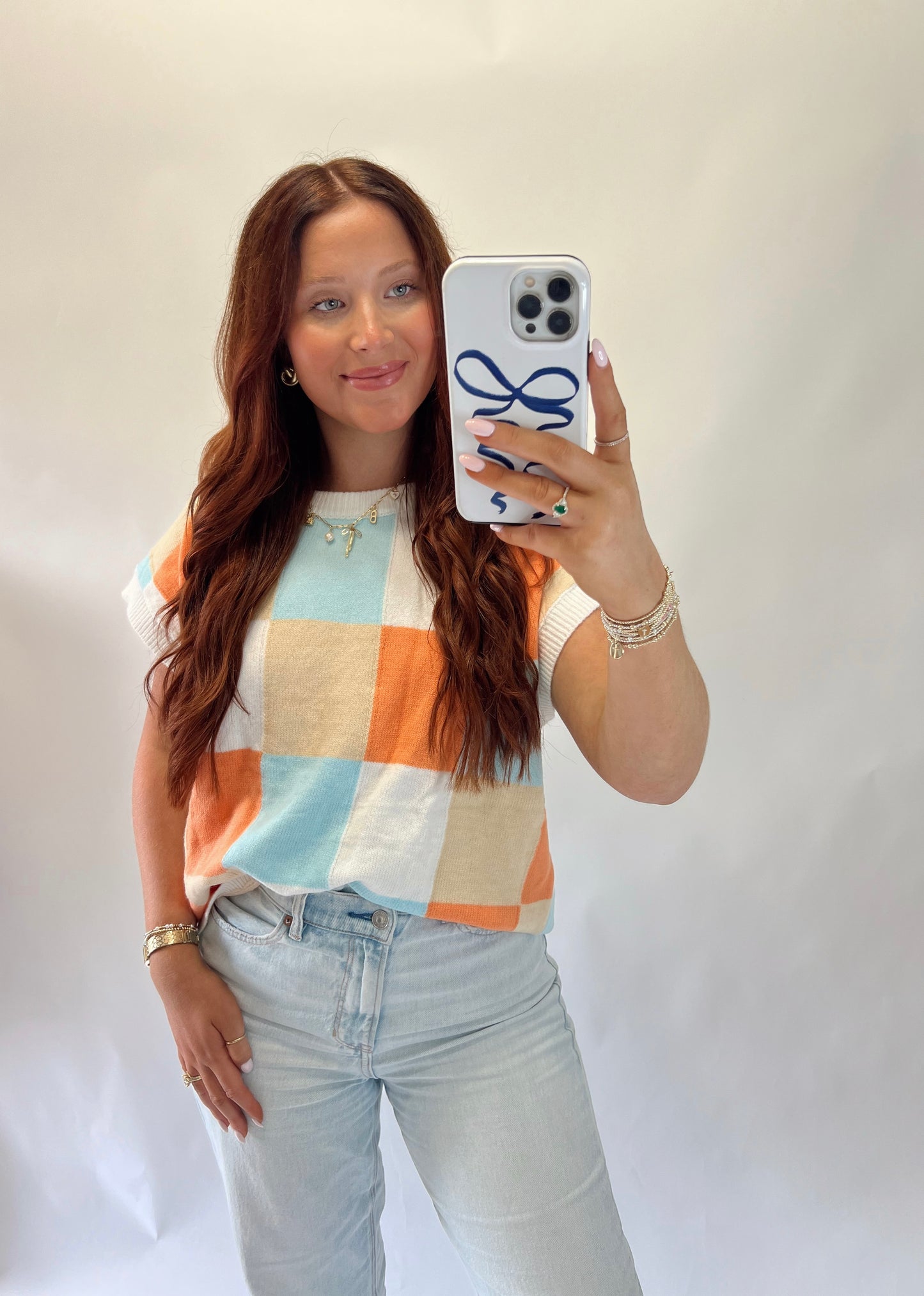 Multi Colored Checkered Top