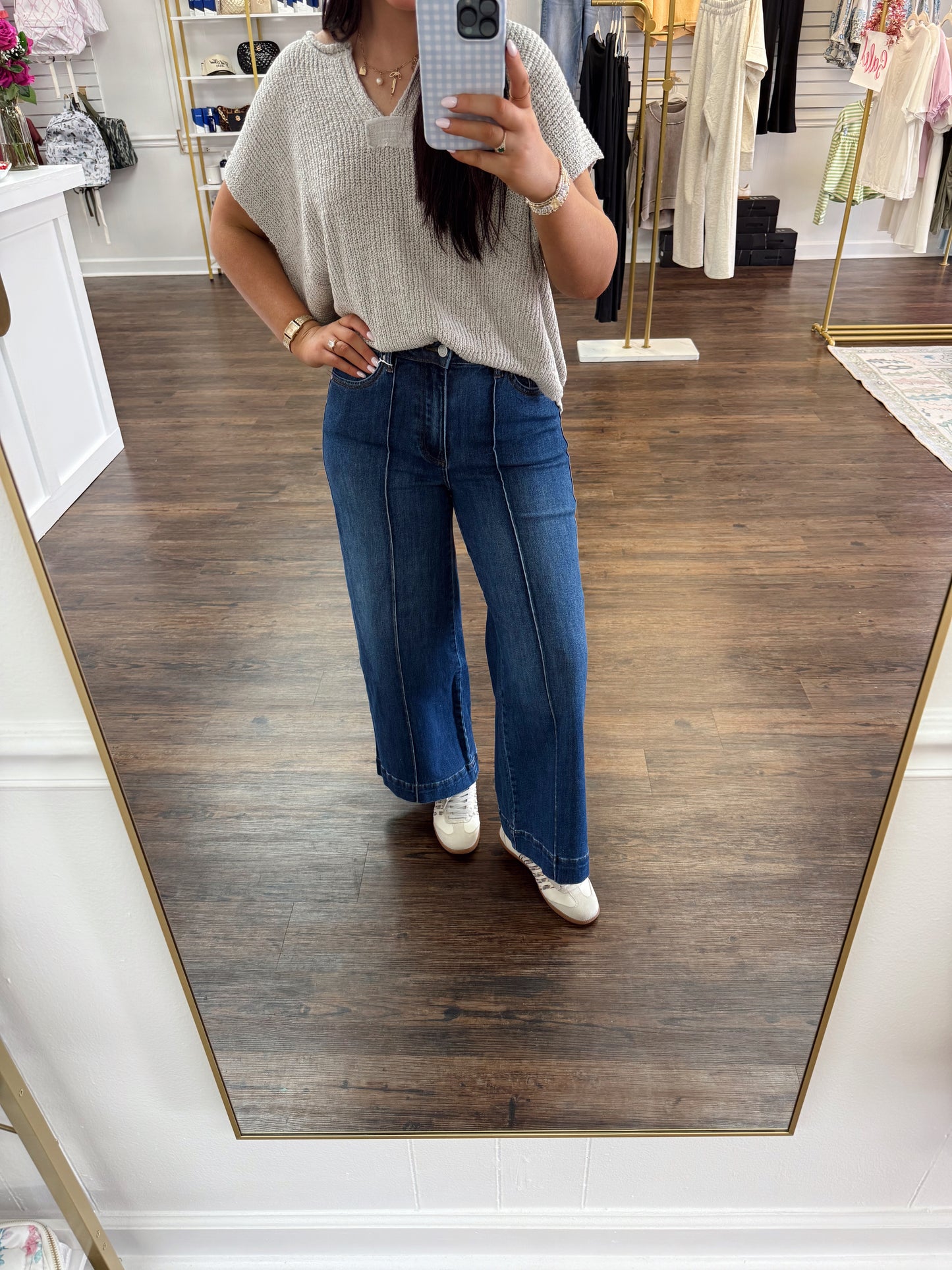 Detail Wide Leg Jeans