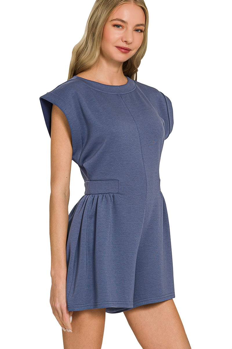 Navy Open Back Romper