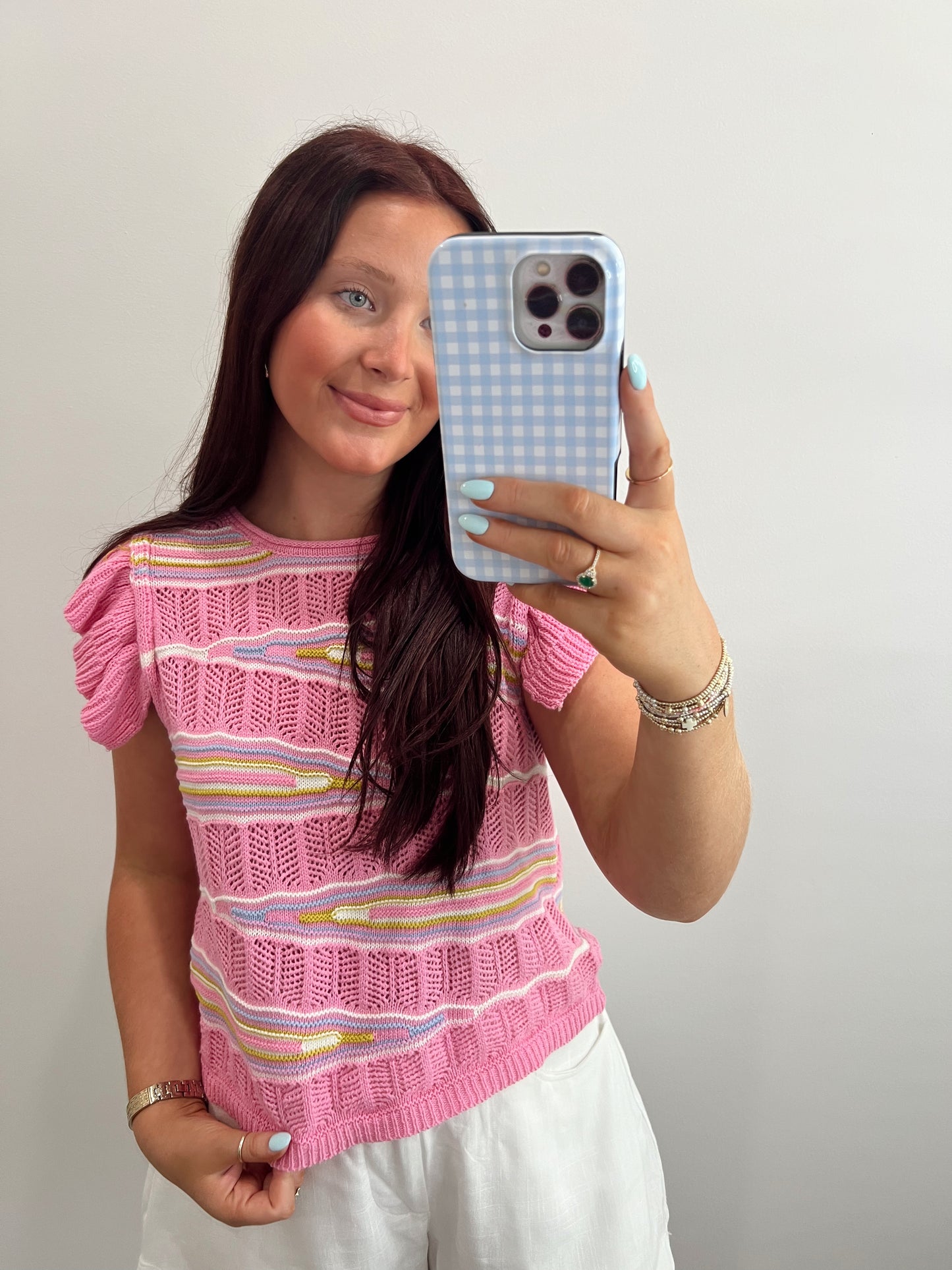 Pink Ruffle Sweater Top