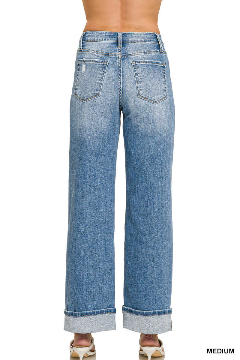High Rise Cuffed Jeans