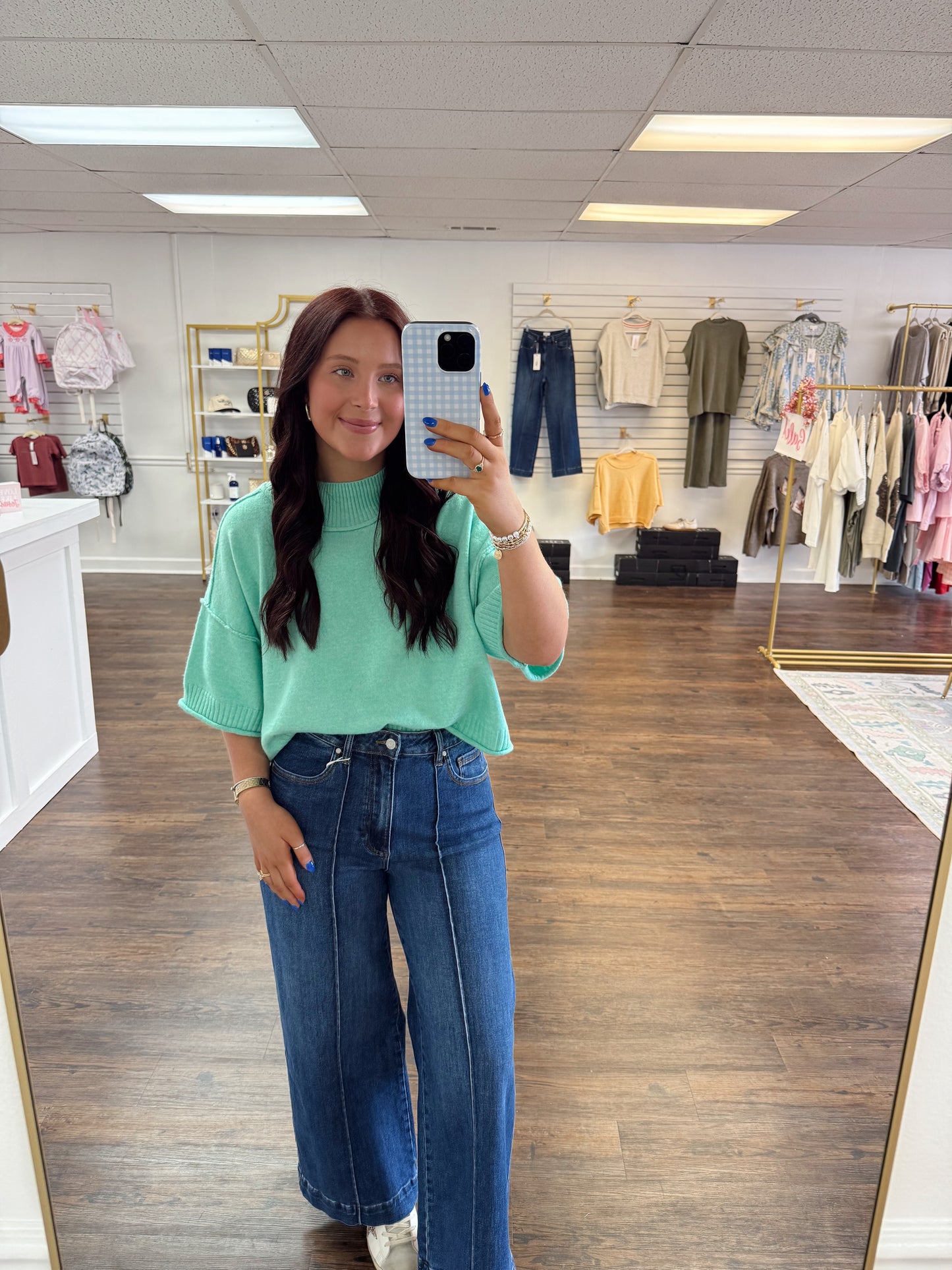 Knit Mock Neck Sweater | Mint