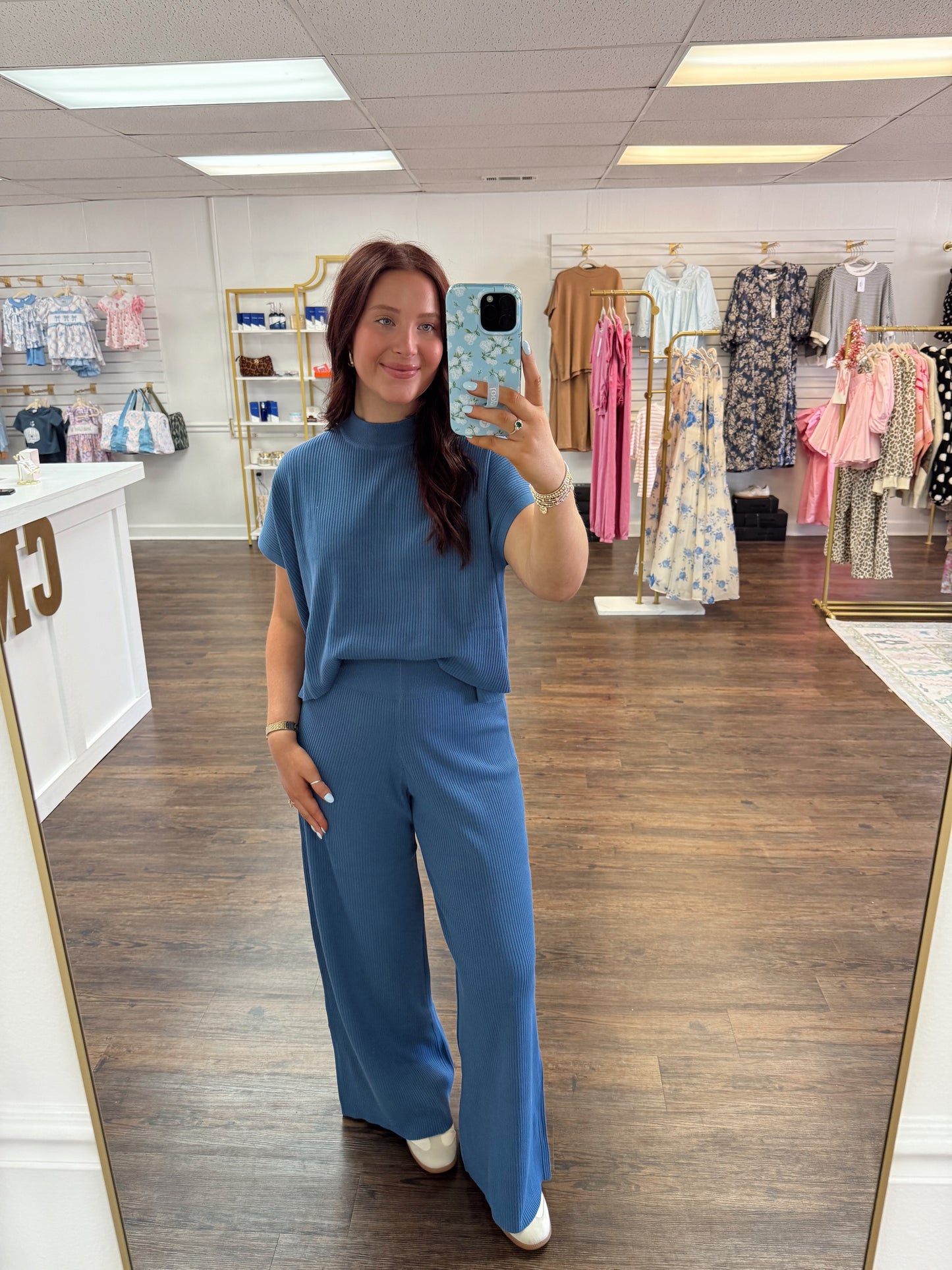 Mock Neck Sweater Set | Blue