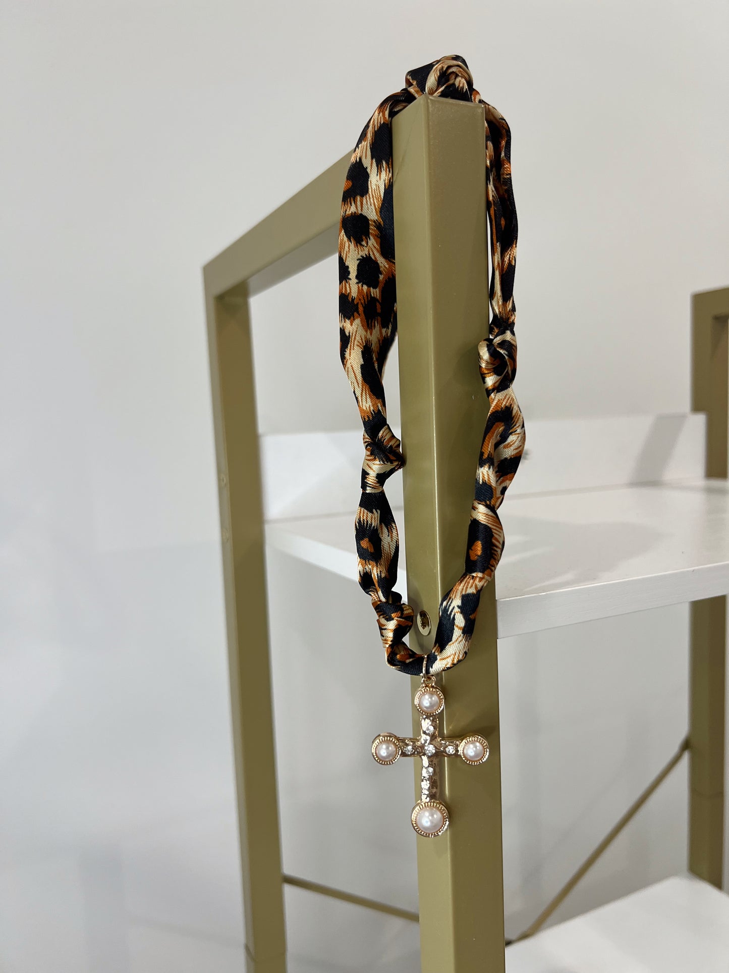 Cheetah Cross Scarf Necklace