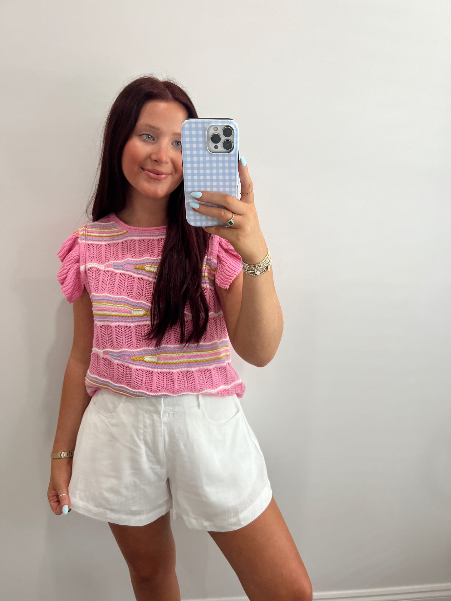 Pink Ruffle Sweater Top