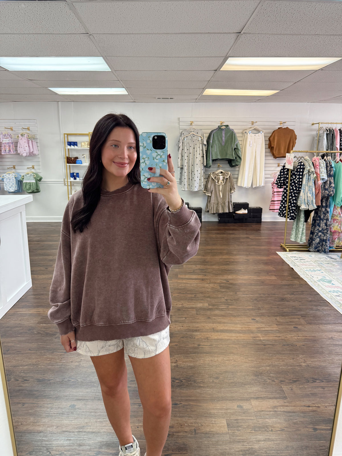 Brown Acid Washed Pullover