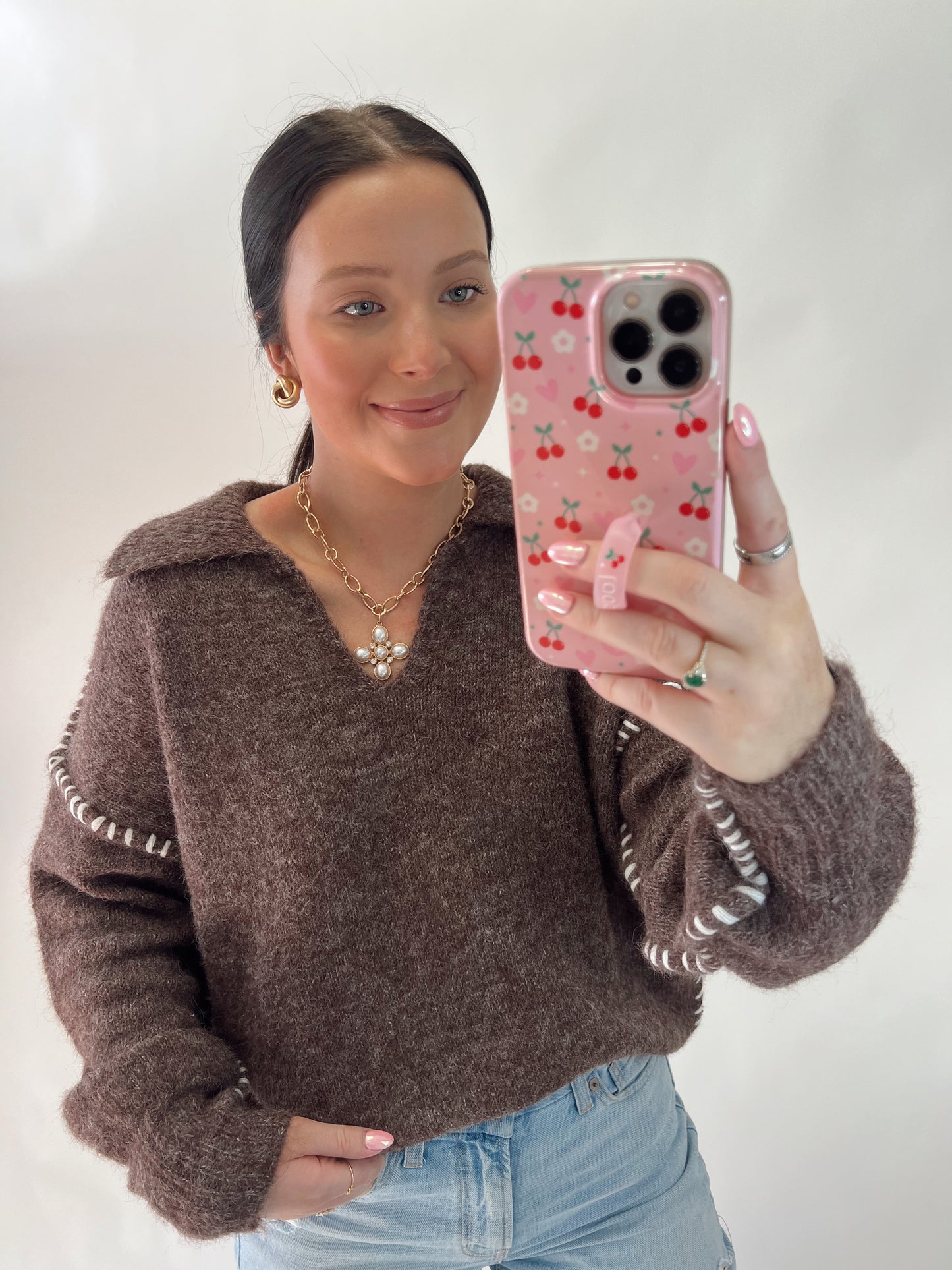 Mocha Contrast Sweater