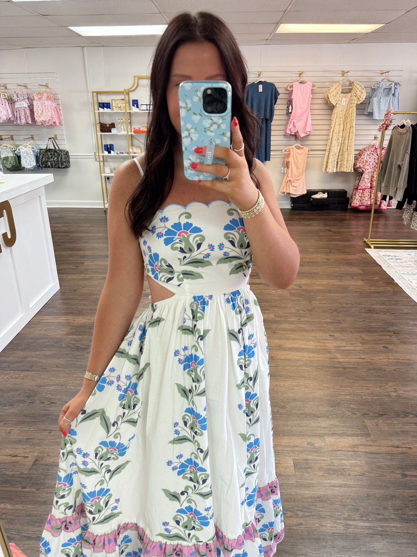 Floral Cut Out Midi Dress