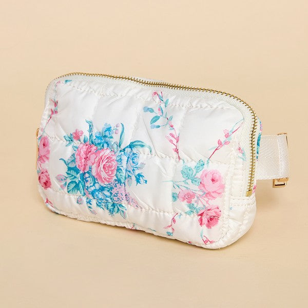 Floral Quilted Belt Bag