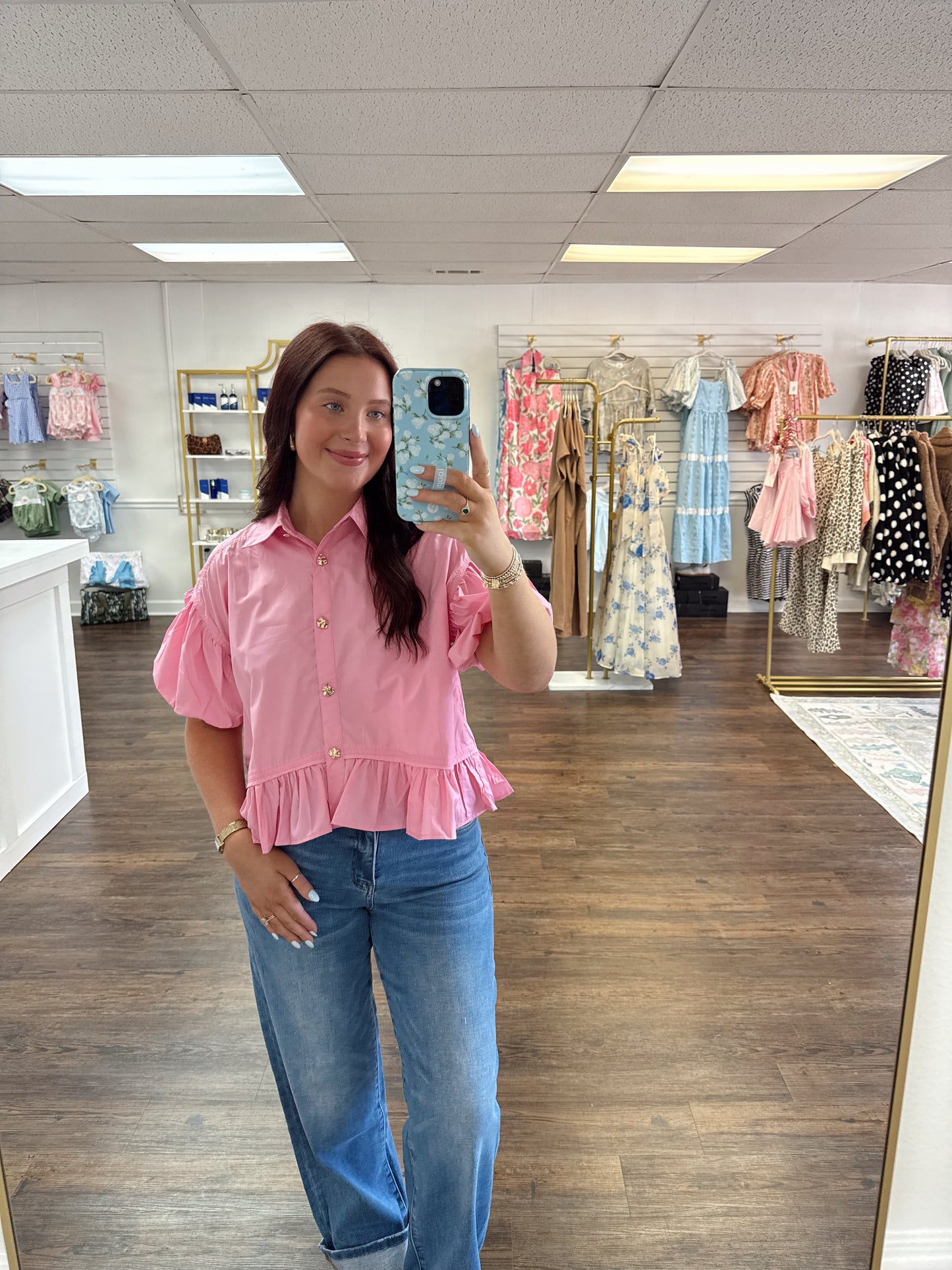 Pink Puff Sleeve Top