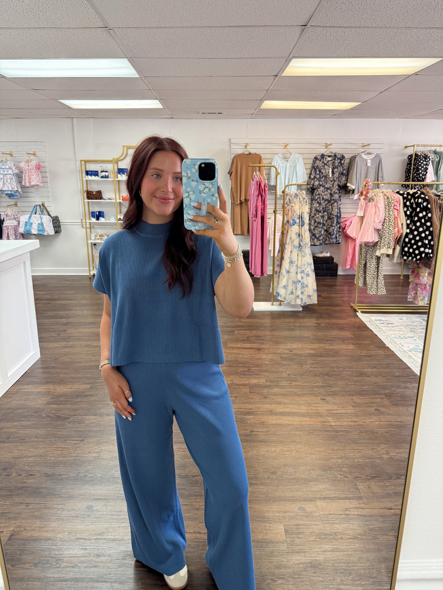 Mock Neck Sweater Set | Blue