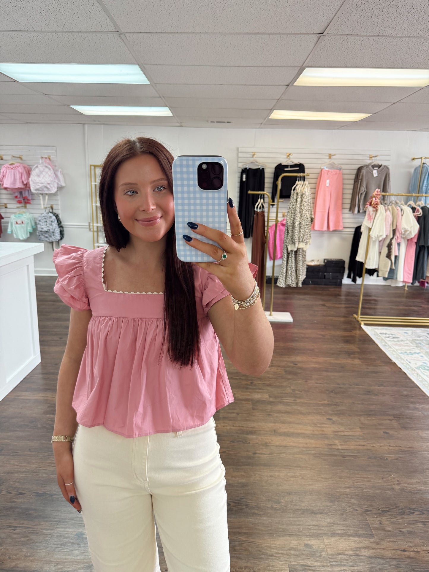 Poplin Square Neck Top