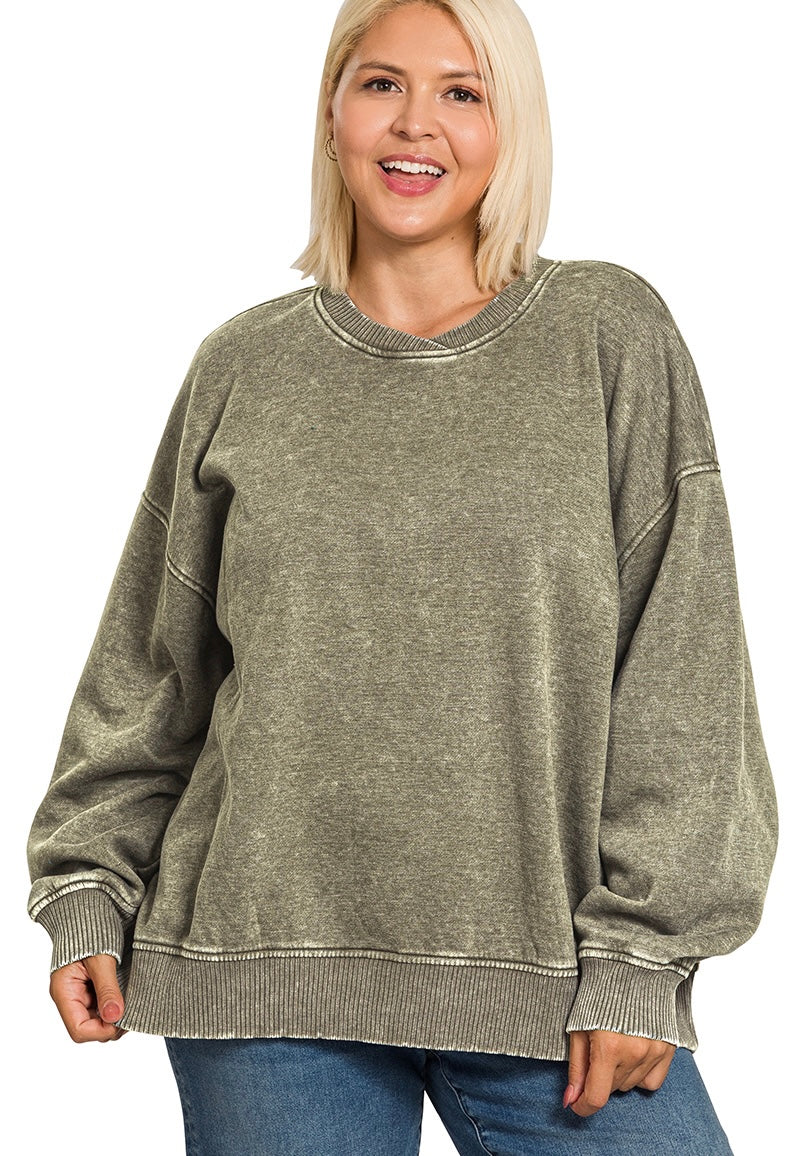 Acid Washed Pullover | PLUS