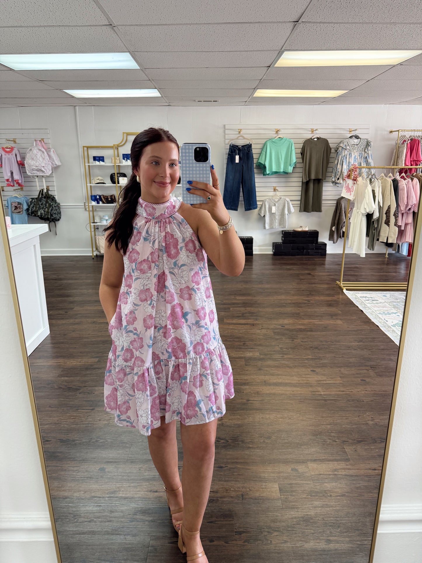 Pink Halter Mini Dress