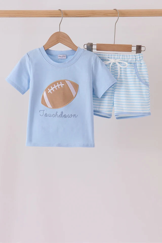 Blue Football Shorts Set