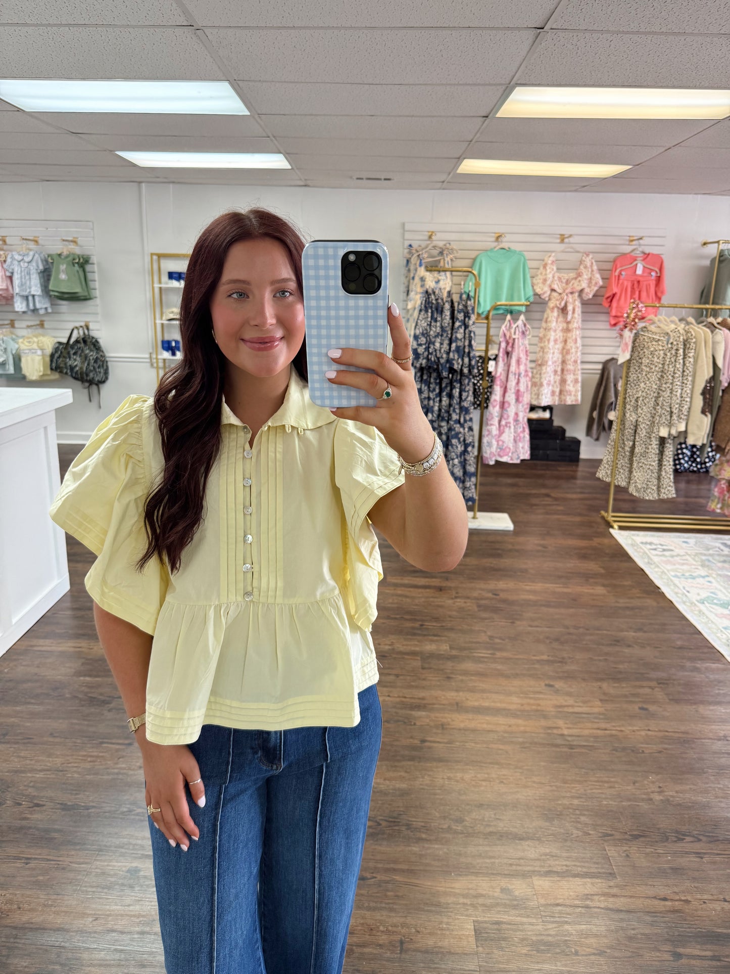 Ruffle Sleeve Peplum Top