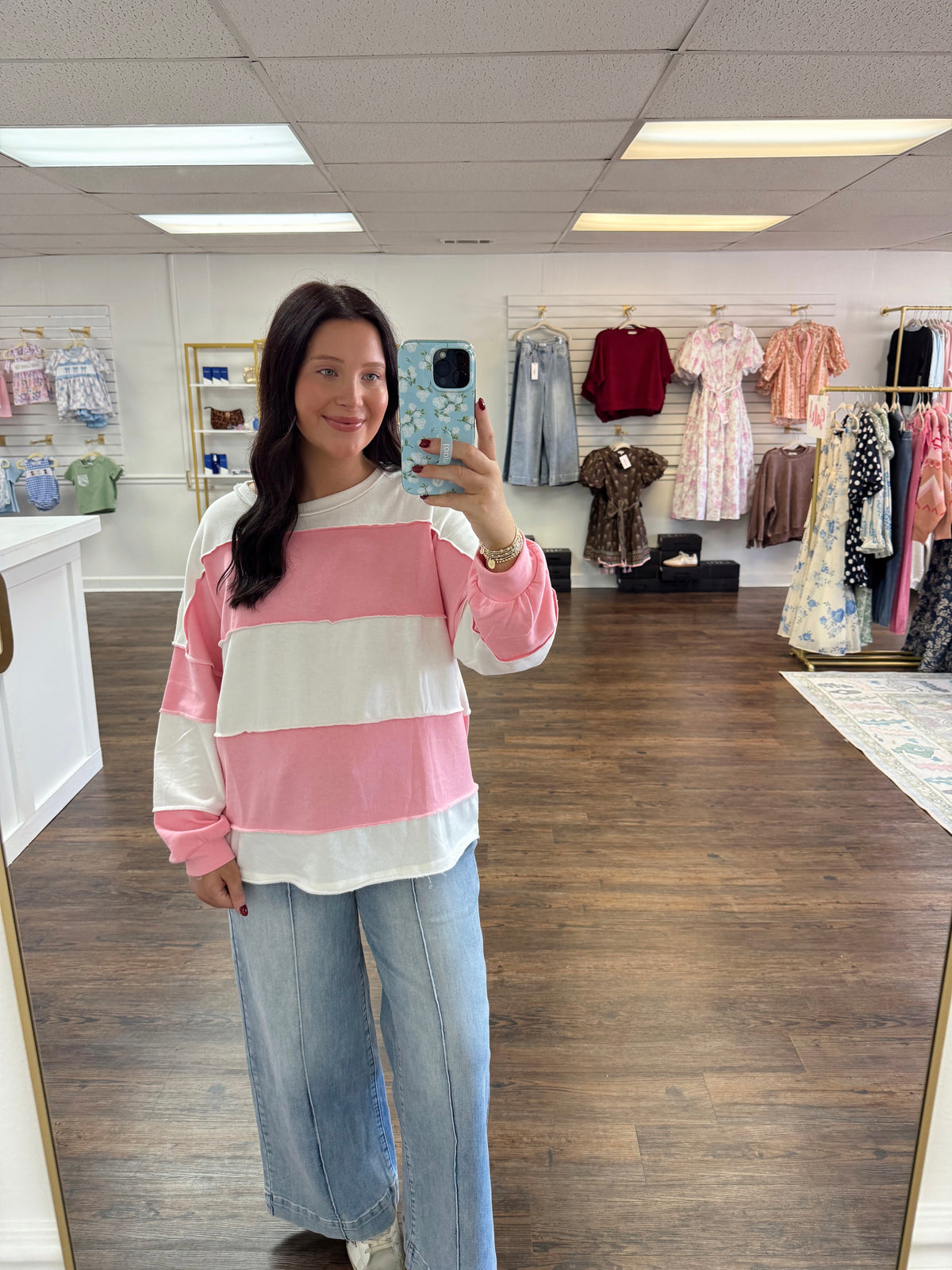 French Terry Striped Pullover