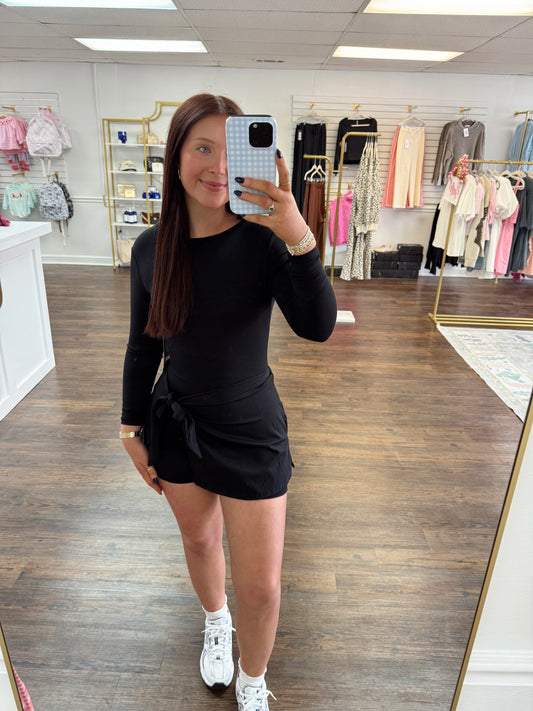 Black Wrap Tie Dress