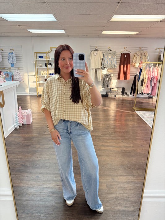 Button Down Gingham Top