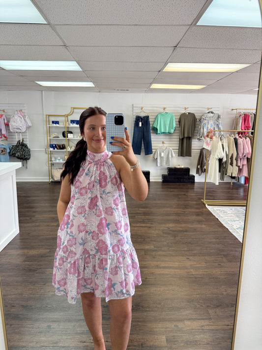 Pink Halter Mini Dress