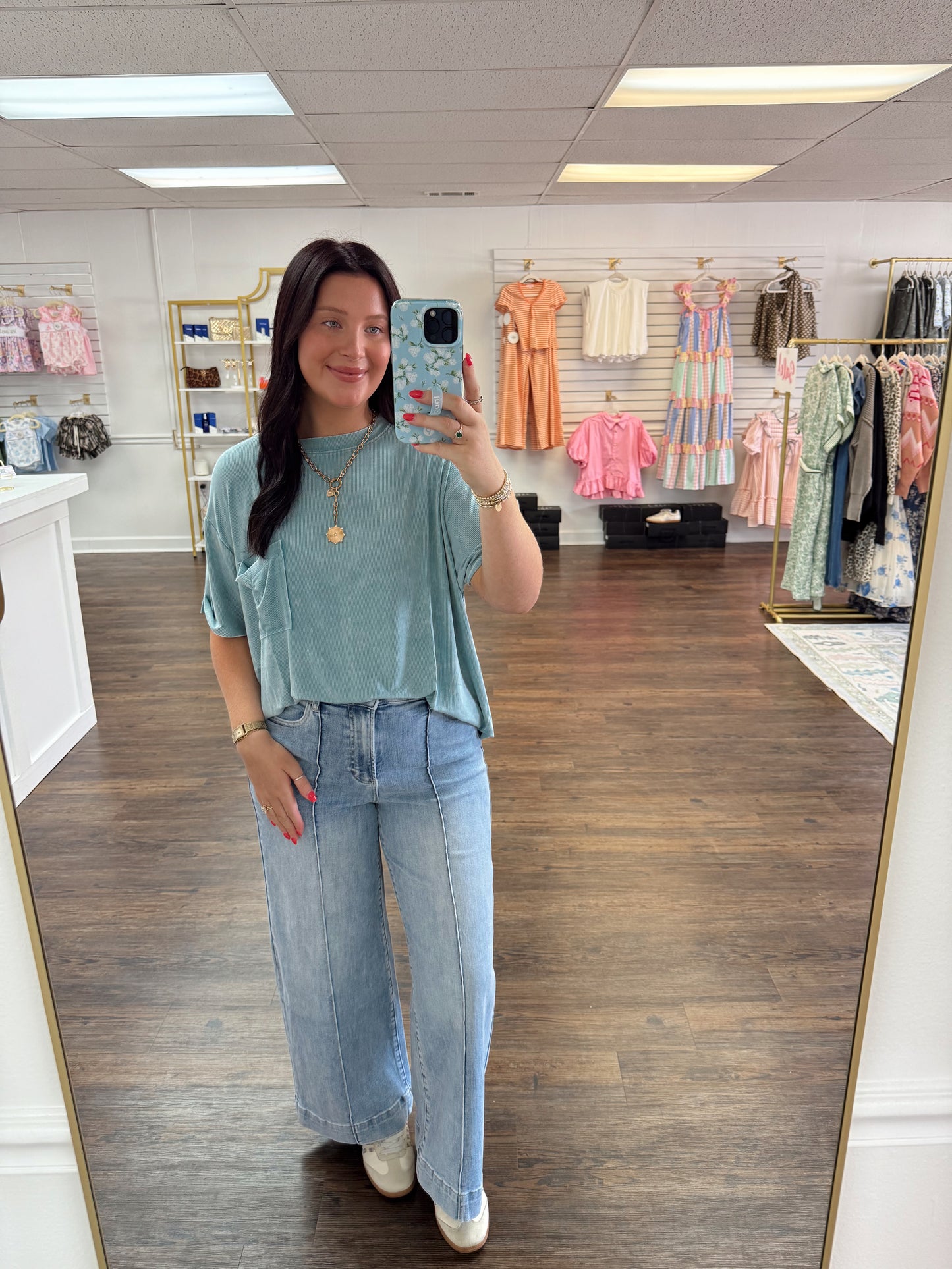 Detail Wide Leg Jeans | Light Denim