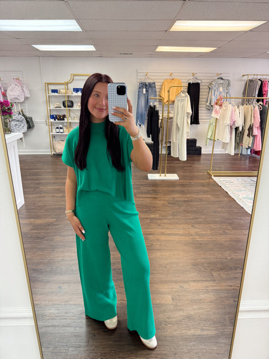 Mock Neck Sweater Set | Kelly Green