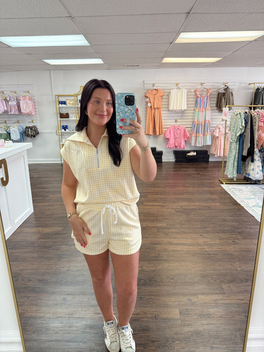 Gingham Quarter Zip Set