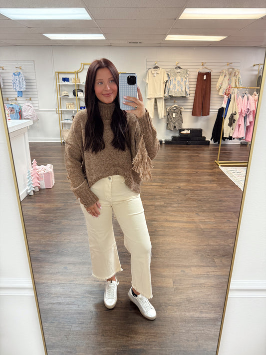 High Rise Straight Pants | Cream