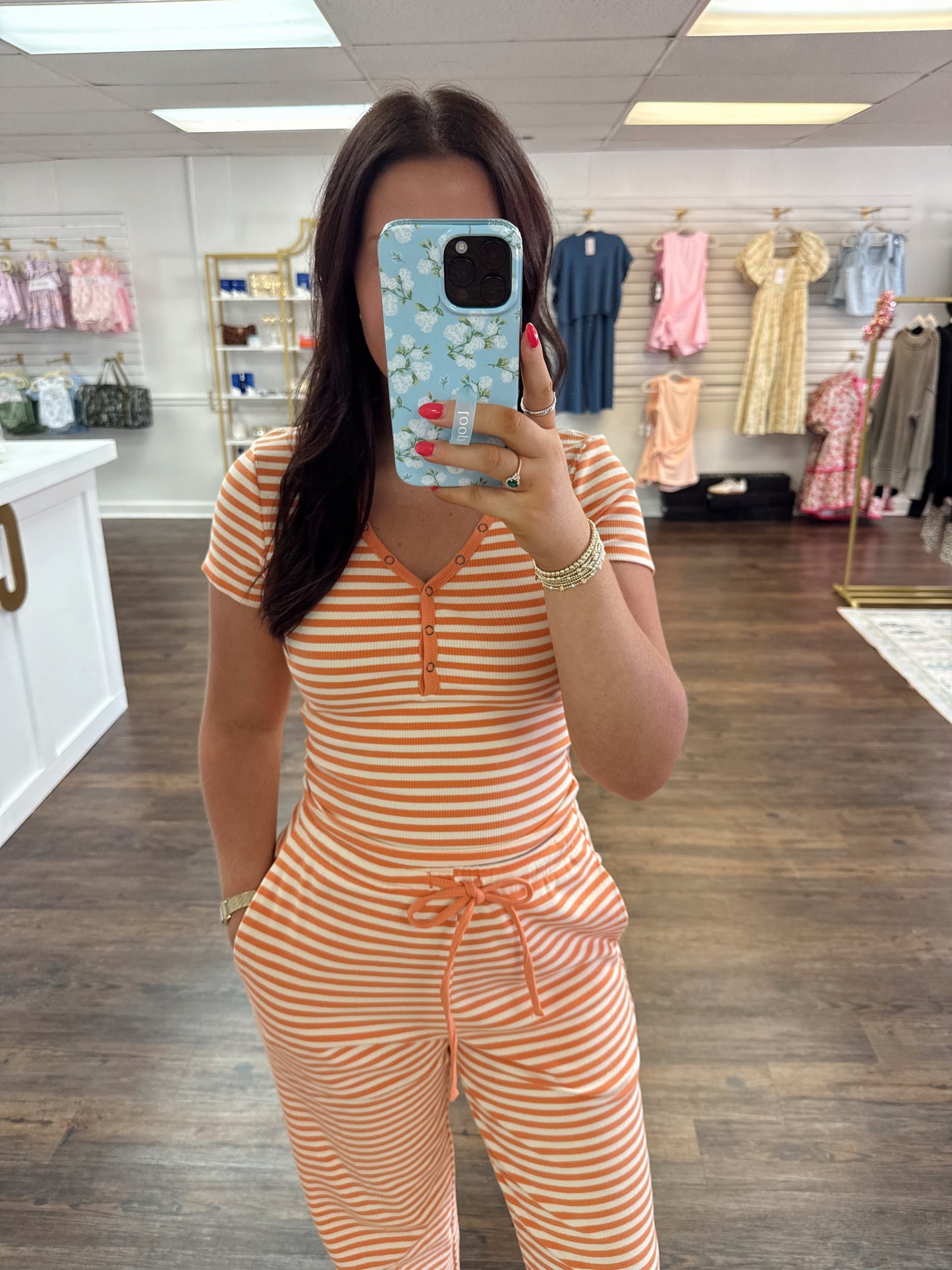 Striped Knit Set | Tangerine