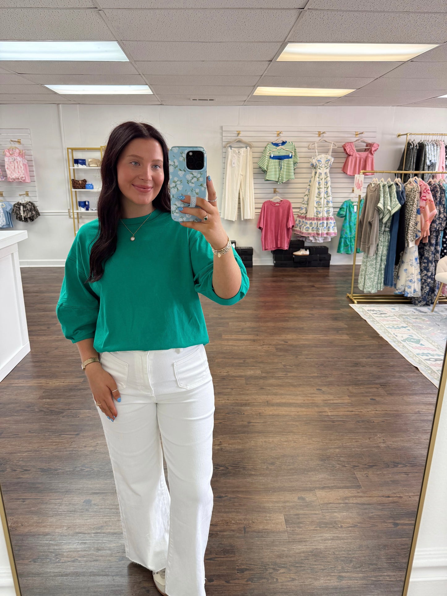 Kelly Green Ballon Sleeve Top