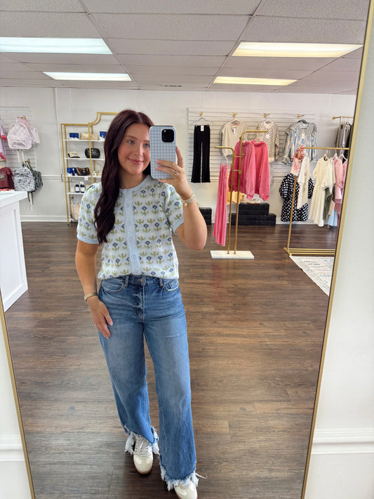 Floral Puff Sleeve Sweater