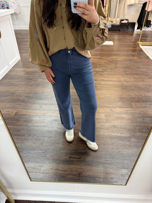 Straight Wide Pants | Blackberry