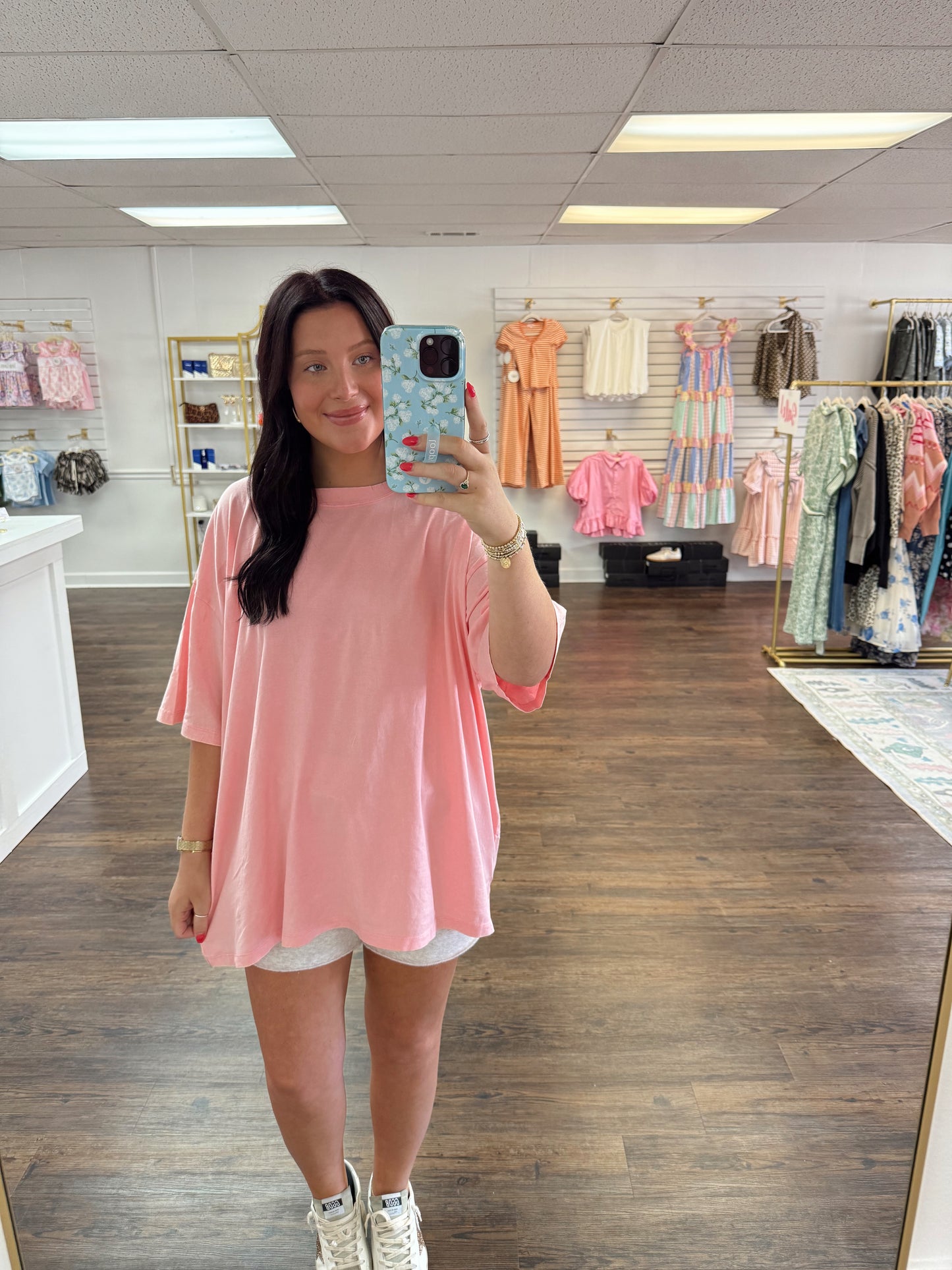 Acid Washed Boyfriend Tee | Light Pink