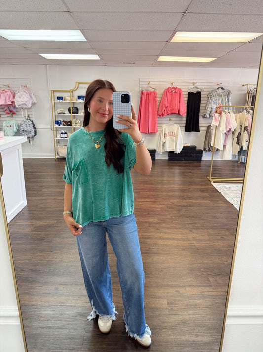 The Ribbed Tee | Kelly Green | PLUS