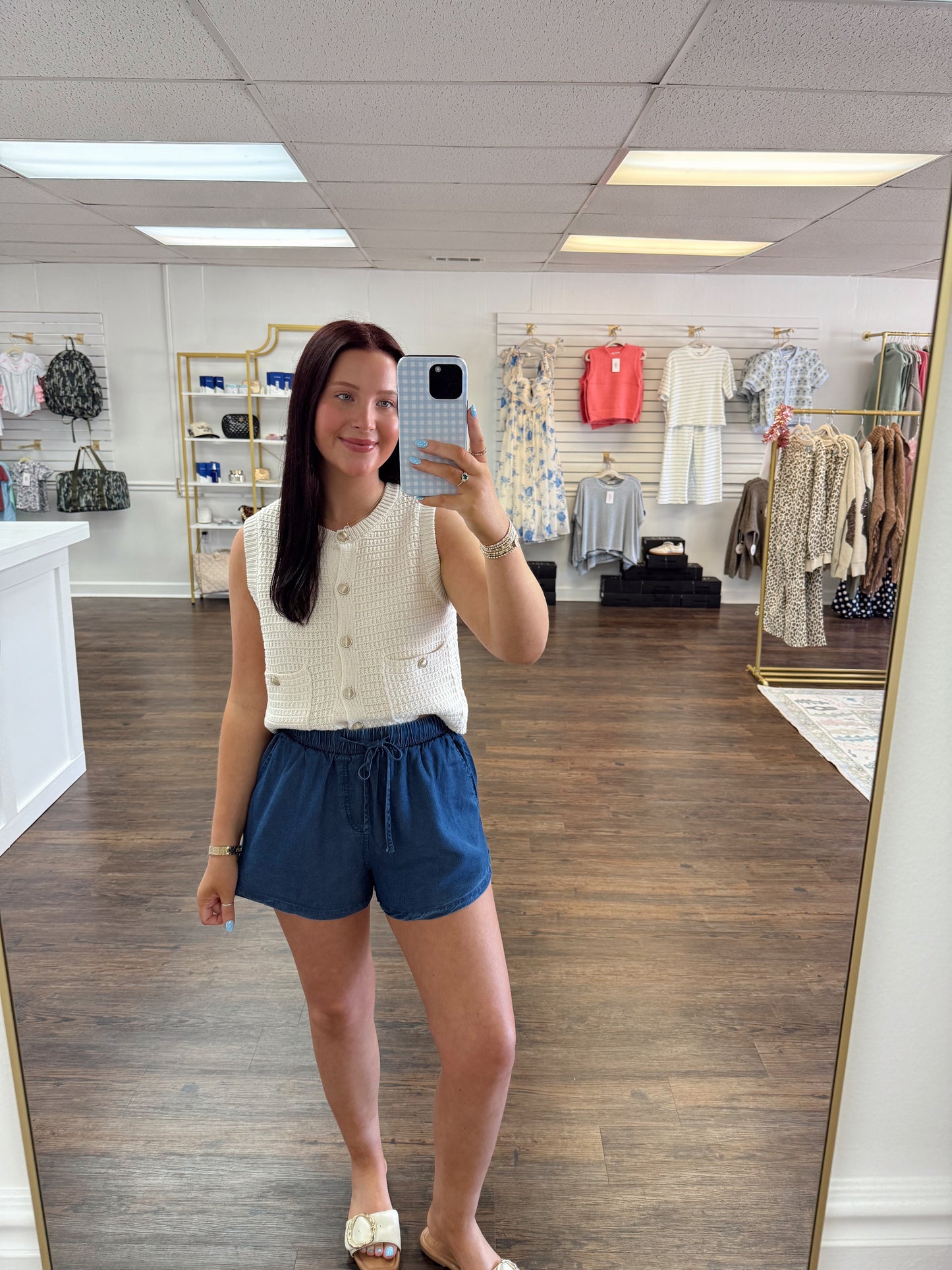 Denim Drawstring Shorts