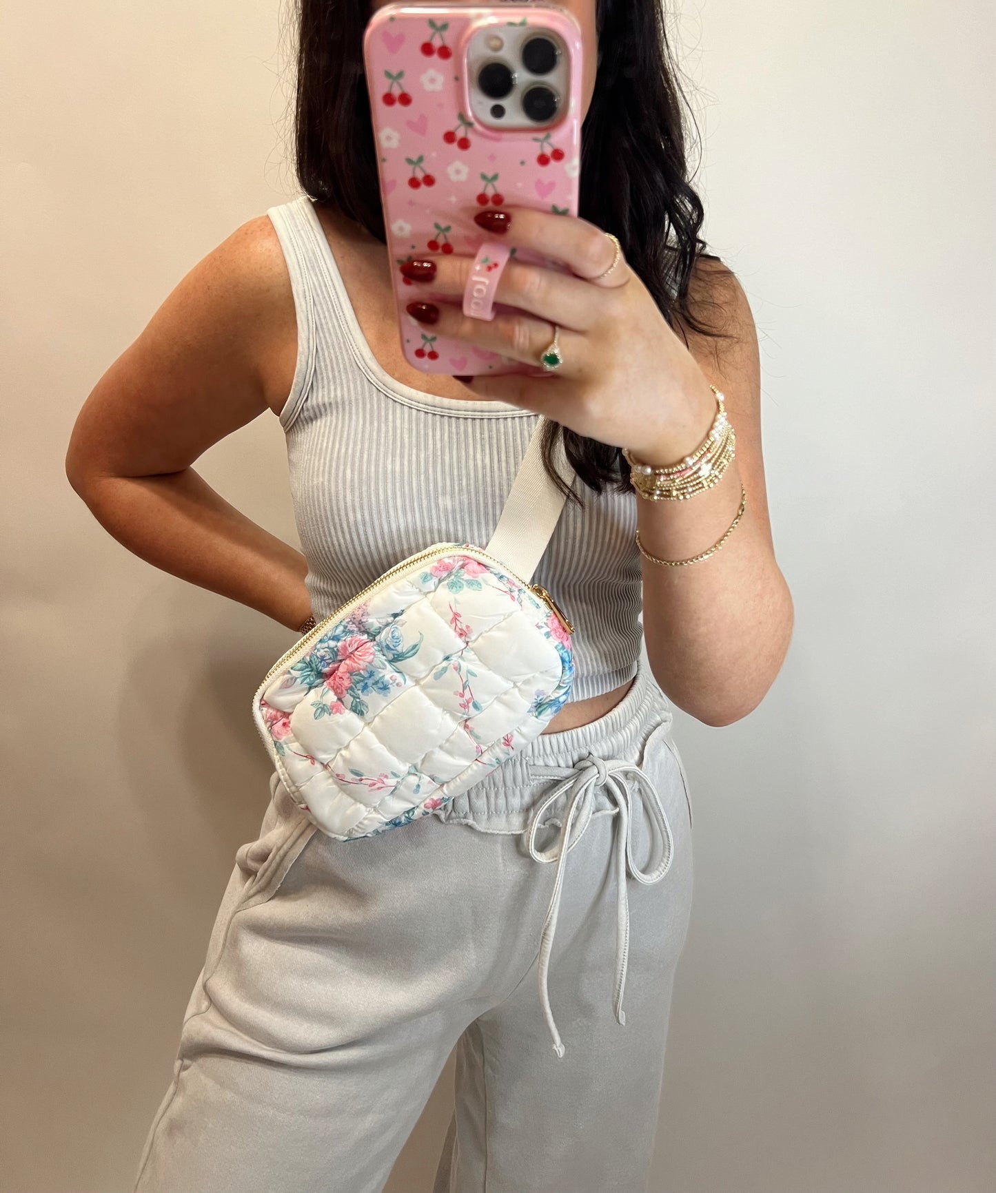 Floral Quilted Belt Bag